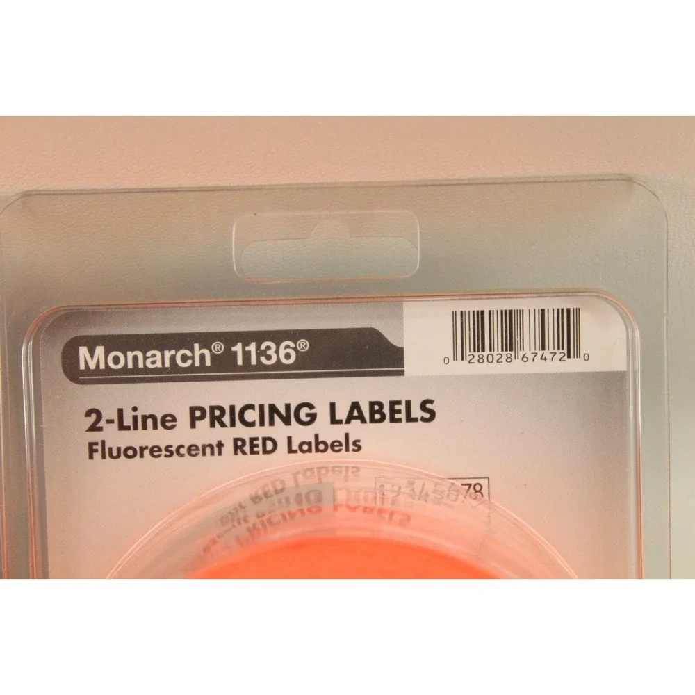 4‎ Rolls Monarch 1136 2 Line Pricing Labels Flourescent Red 1750 per Roll 925085